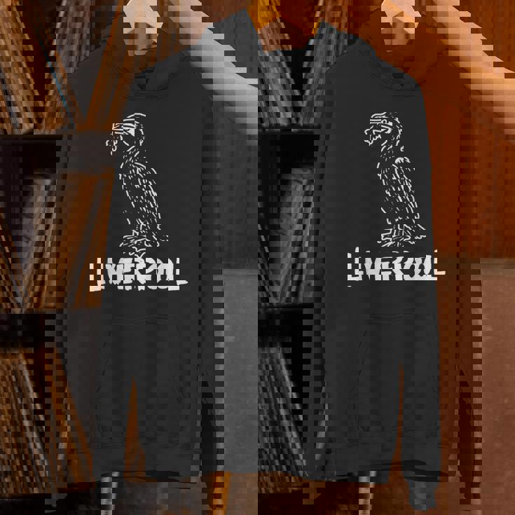 リバプール イングランド リバード Zine インク ホワイトプリント パーカー