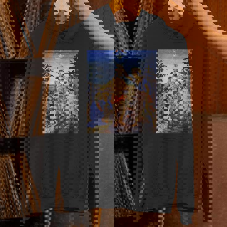 レオナルド ダヴィンチ 面白いtシャツ アート キリストの洗礼 聖書 絵画 メンズ 面白い 服 美術 ネタ パーカー