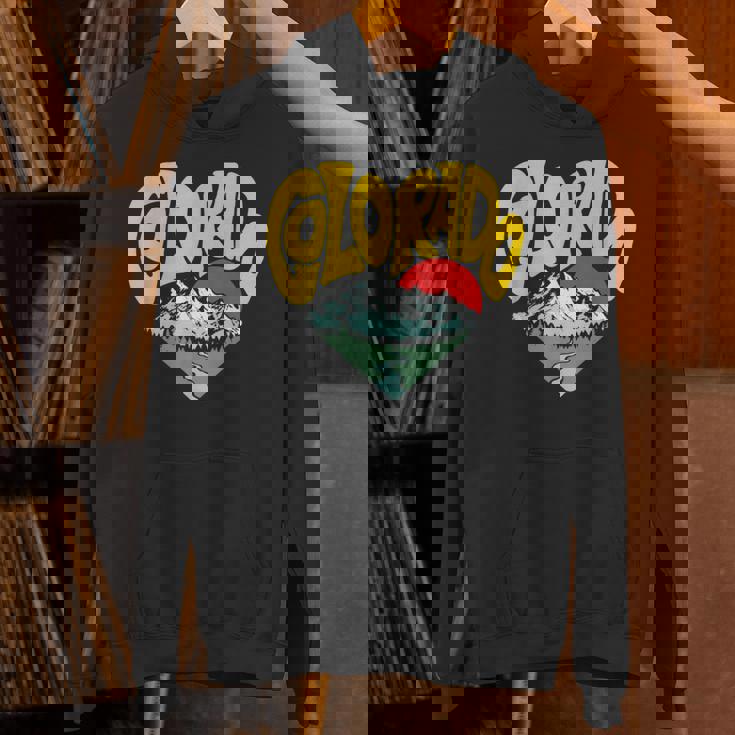 レトロ コロラド州 アウトドア 自然 恋人 ハート 山脈 グラフィック パーカー