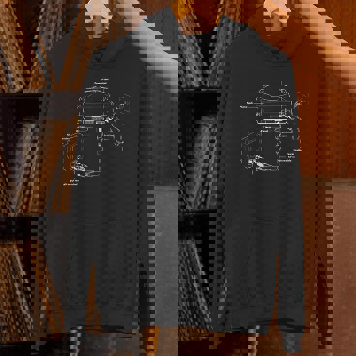 ヴィンテージゲーム図 Tvビデオゲームコンソール レトロチャート 長袖tシャツ パーカー