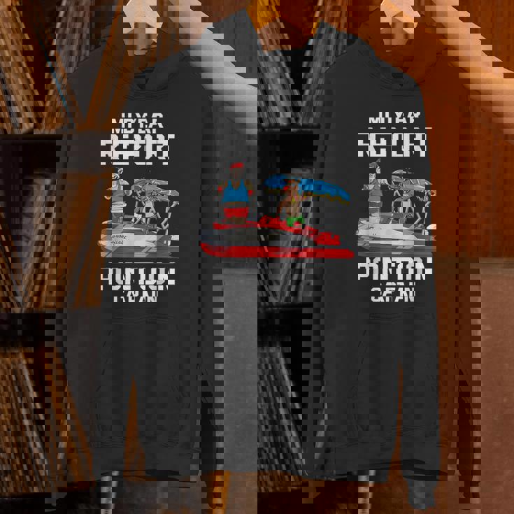 中途報告ポンツーンキャプテンサンタ 7月のクリスマスメンズ パーカー