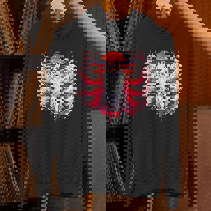 九尾狐 きつねと鳥居門 パーカー