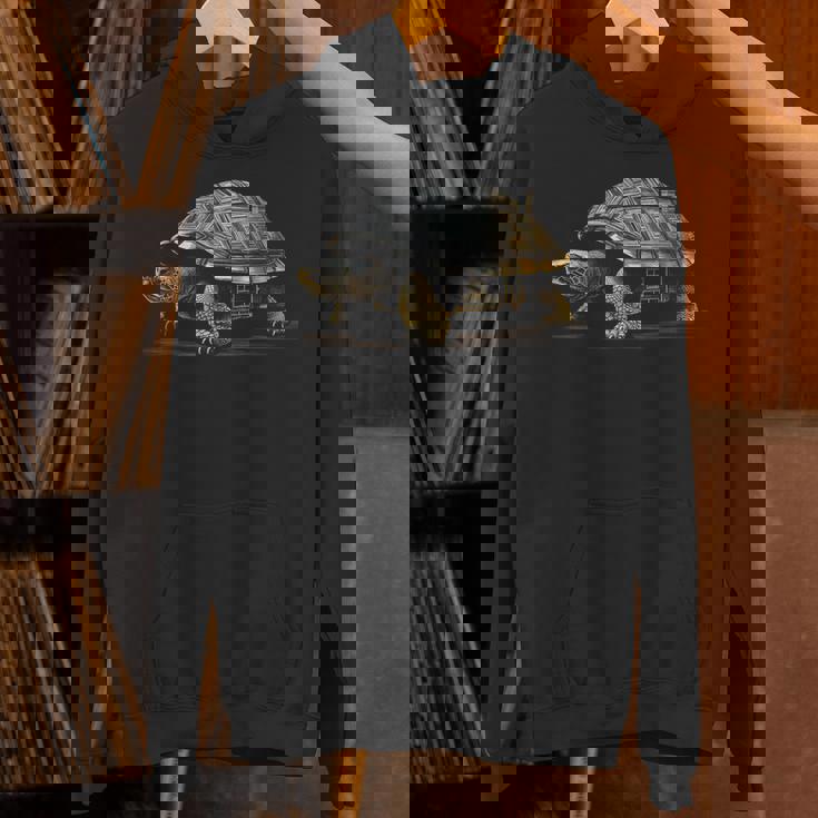 亀 抽象 家 動物 図面 アート グラフィック 亀 パーカー