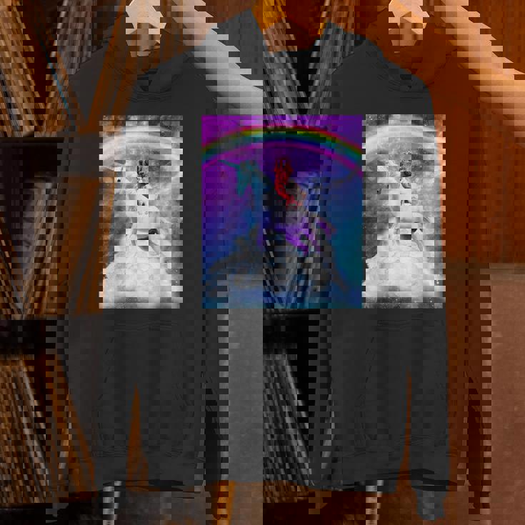 宇宙パグ 雲の上のレインボーユニコーン パーカー