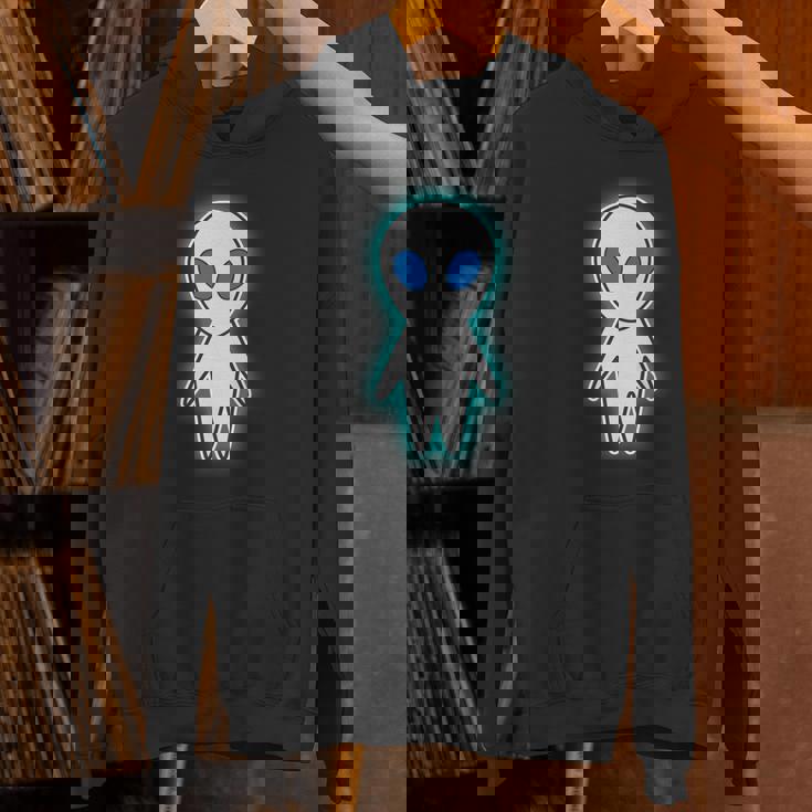 宇宙人 エイリアン『セルフィー』グレイ【ゆるフレンズ】かわいい キャラクター 面白い 長袖tシャツ パーカー