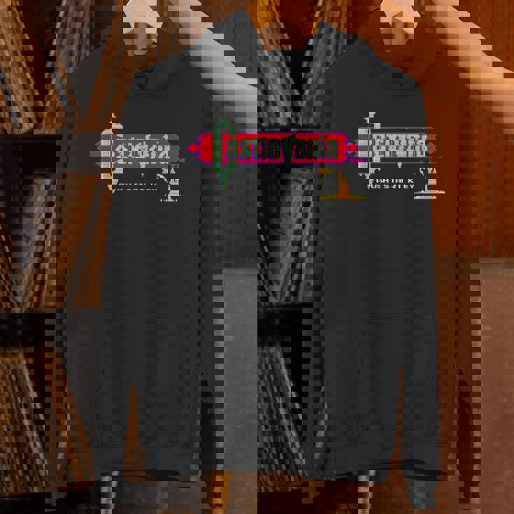 悪魔城ドラキュラ タイトル画面 レトロ ゲーム 城 壮大な冒険 パーカー