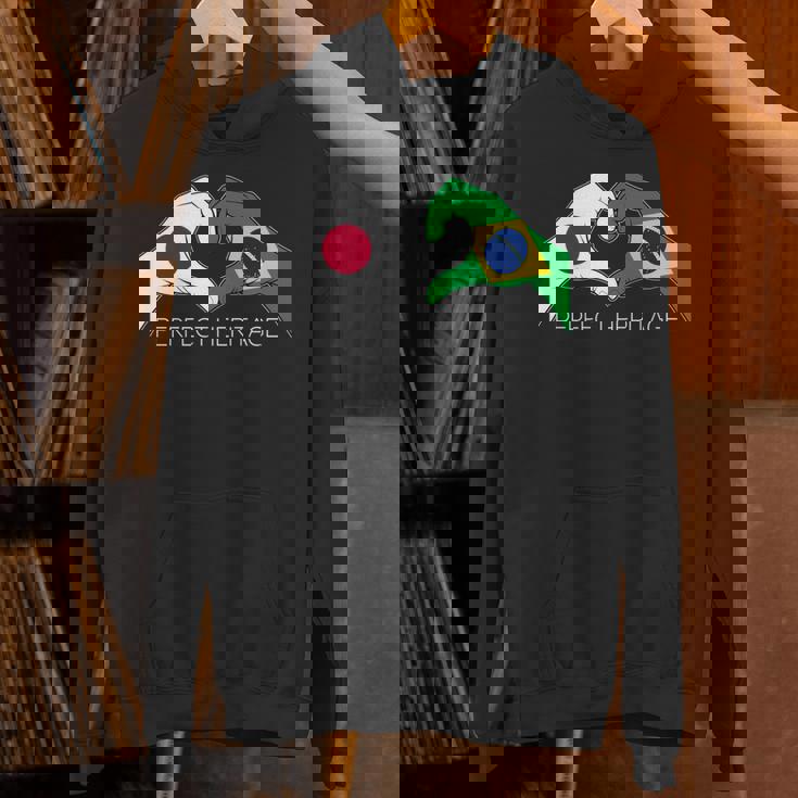 日本とブラジル ブラジル 日本人 パーフェクトヘリテージ ハート 長袖tシャツ パーカー