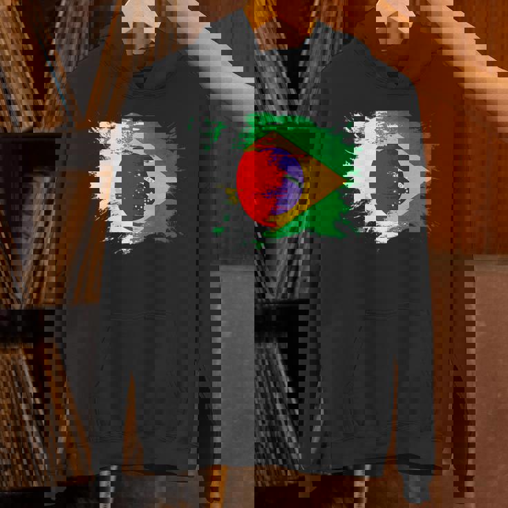 日本とブラジルのdnaヘリテージフラッグ 長袖tシャツ パーカー