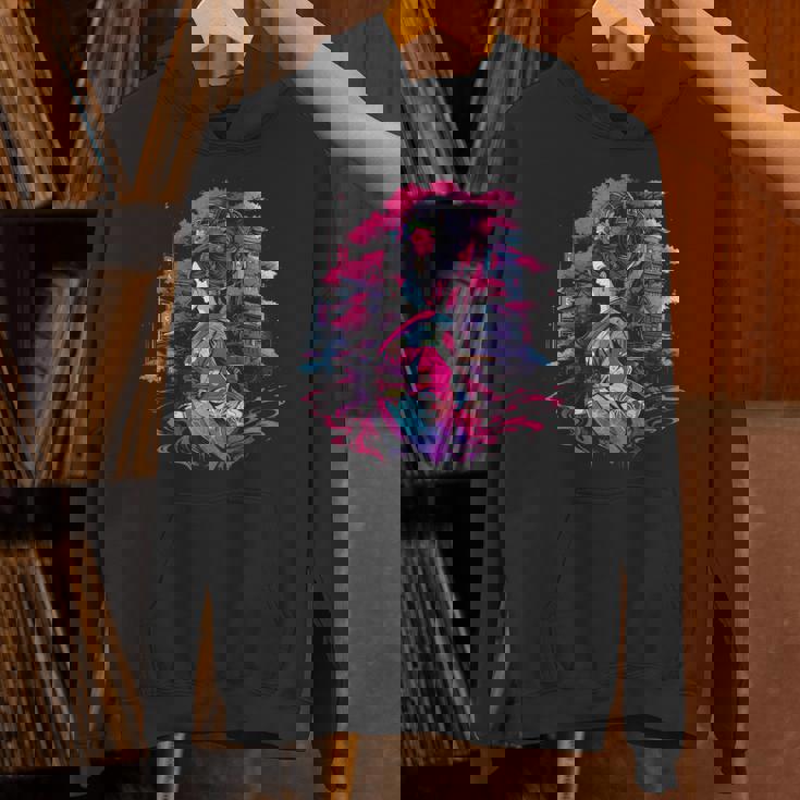 桜と芸者、サイバーパンク・イラストレーション パーカー