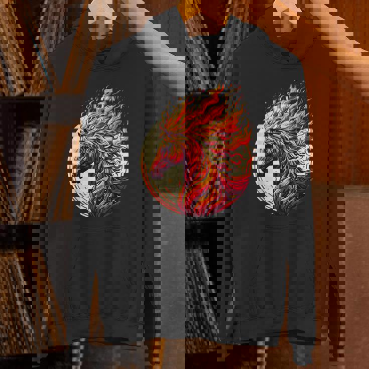 燃える 動物 馬 動物 クール 馬 火 炎 パーカー