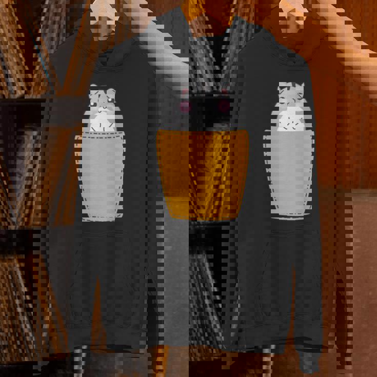 胸ポケットにハムスター 長袖tシャツ パーカー