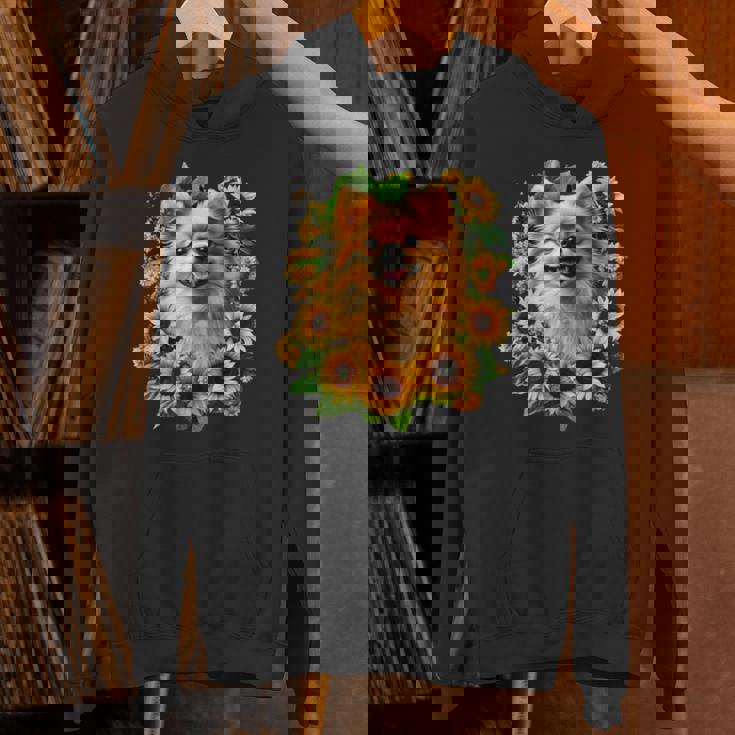 面白いtシャツ ポメラニアン ひまわり わんこ メンズ 犬好き グッズ かわいい おもしろ 面白い 服 ネタ 長袖tシャツ パーカー