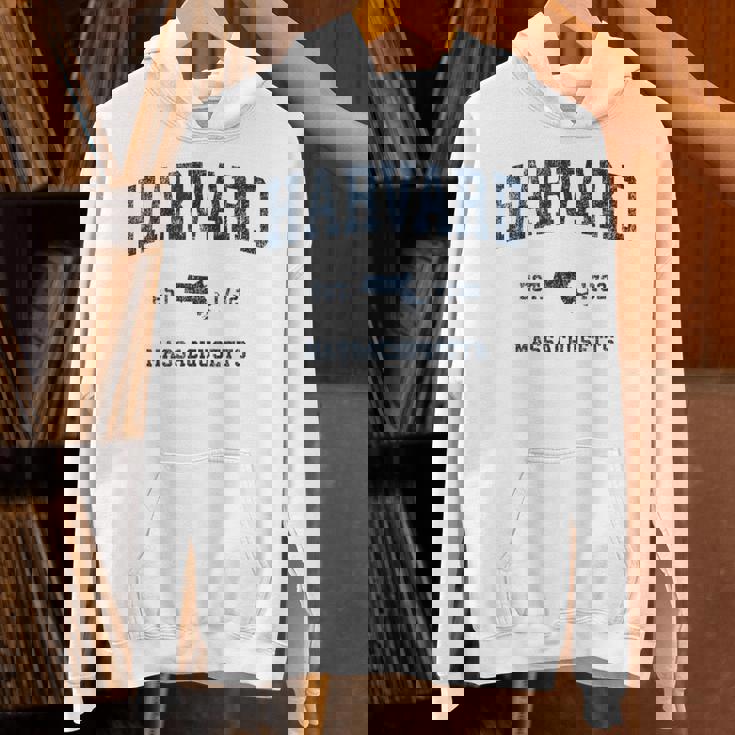 Harvard マサチューセッツ州 ヴィンテージ スポーツ デザイン ネイビー プリント パーカー