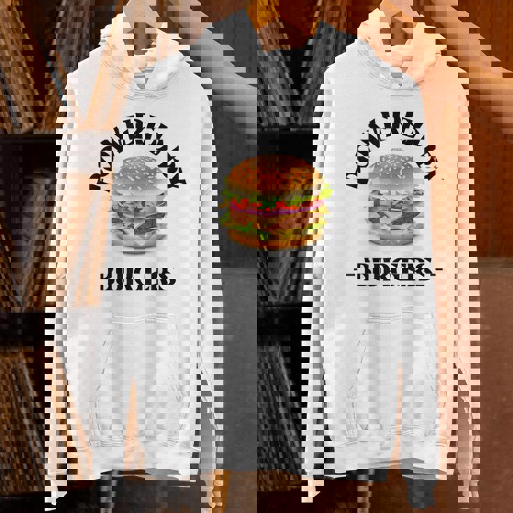Powered By Burgers ファーストフード愛好家 面白いビーフバーガー パーカー