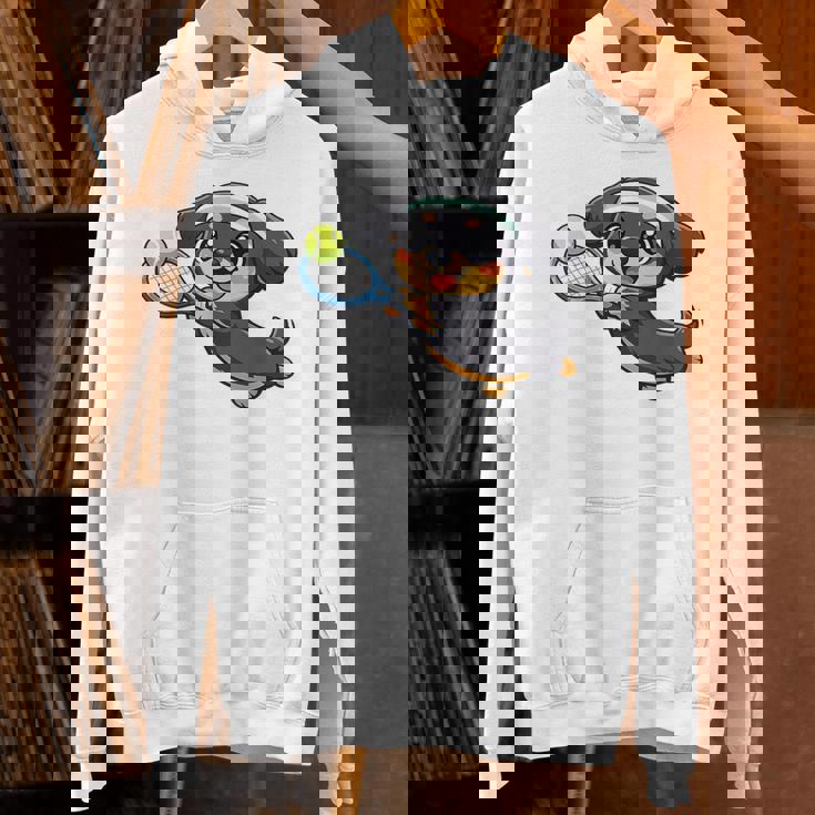 かわいい犬のテニス漫画アート パーカー