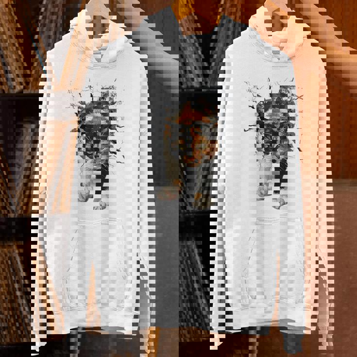 その壁を打ち破れ 三毛猫 福猫 面白 パーカー