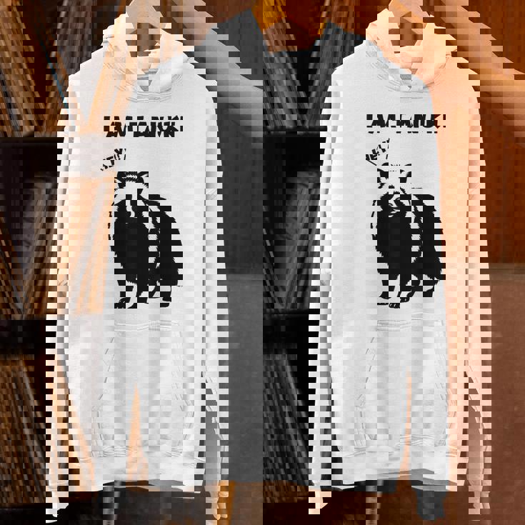 たぬきのシルエット I Am Tanuki おもしろ ユニーク 白黒 アニマル かわいい動物 狸 タヌキ 野生動物 パーカー