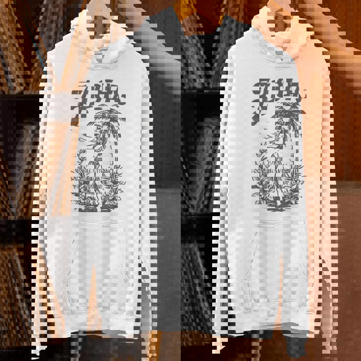 アロハ レトロ ハワイ ヤシの木 ルアウ ダンサー シルエット トロピカル パーカー