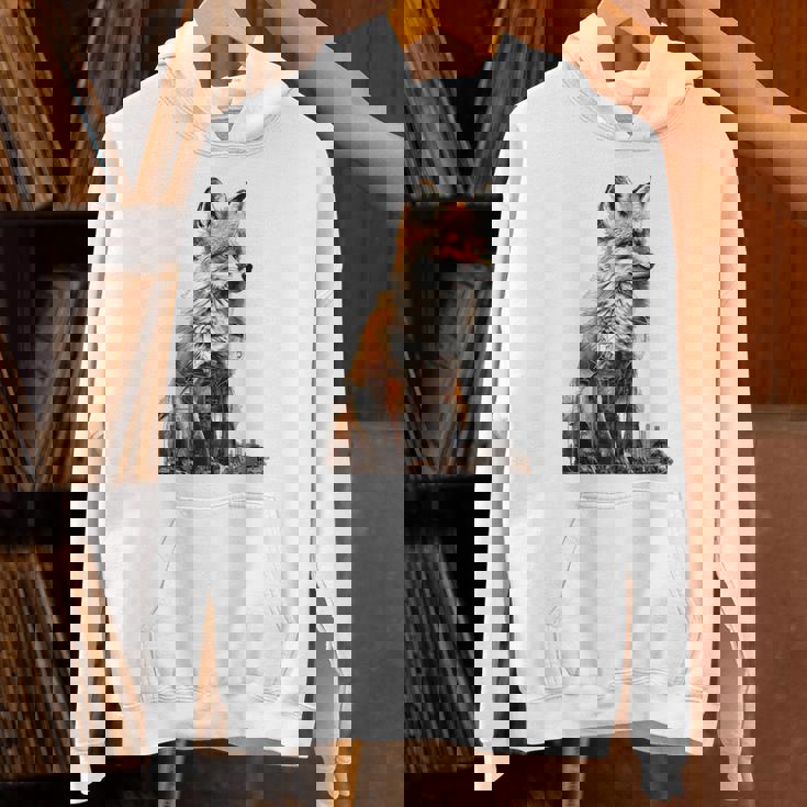 キツネ アニマル柄 モチーフ 抽象 イラスト 描画 狐 パーカー