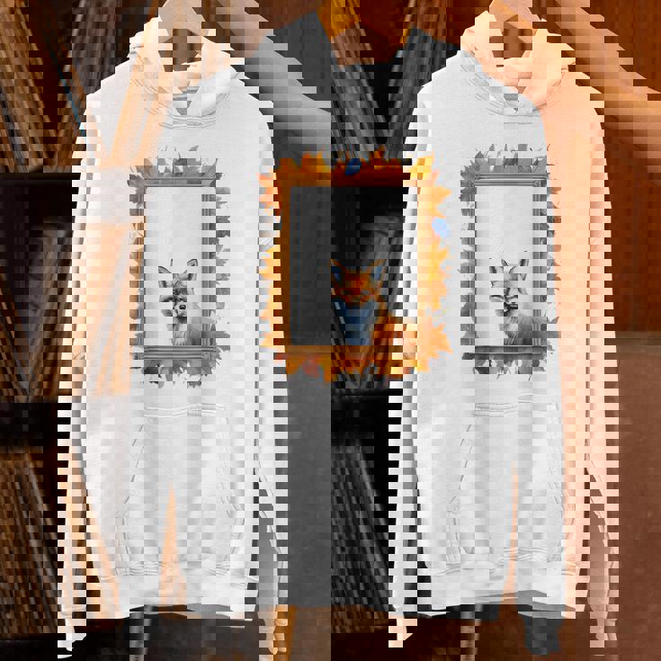 キツネ アニマル柄 モチーフ 紅葉 イラスト 自然 狐 パーカー