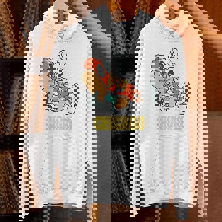 シカゴホットドッグ ストリートフード ホットドッグ マスタード付き パーカー