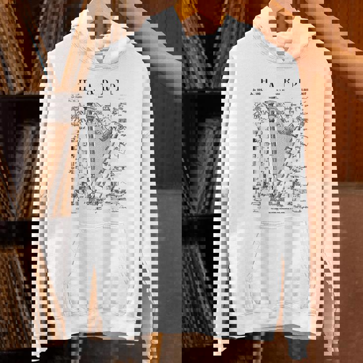 ハープ ヴィンテージ 特許ハーピスト ドローイングプリント パーカー