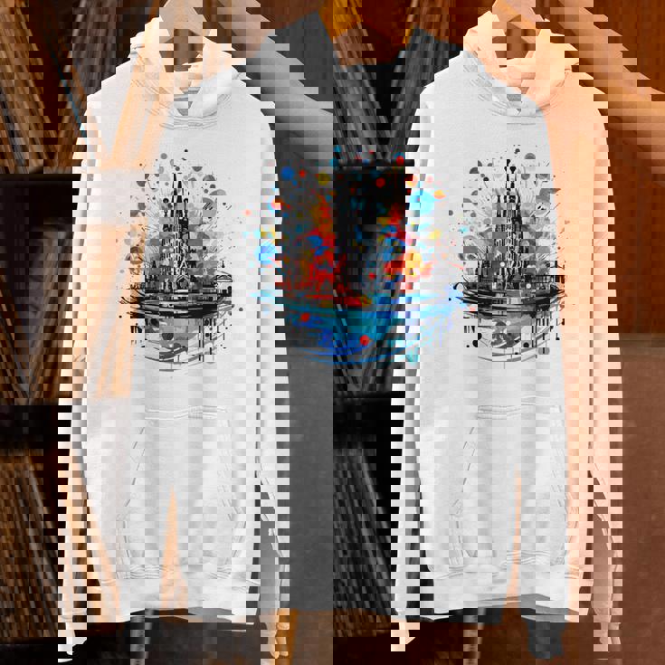 バルセロナのサグラダ ファミリアの美しいイラスト パーカー