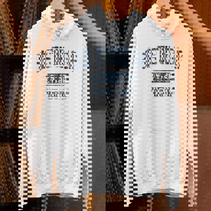 ビッグストーンギャップ バージニアva ヴィンテージ スポーツデザイン ネイビープリント パーカー