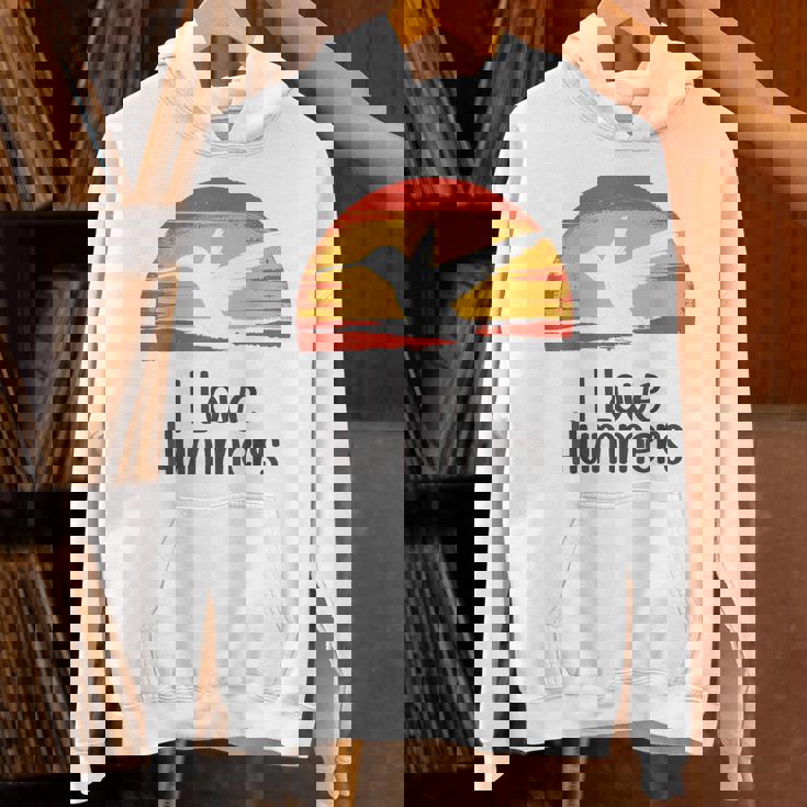 レトロ ヴィンテージ サンセット 2024 I Love Hummers コリブリ ハチドリ パーカー