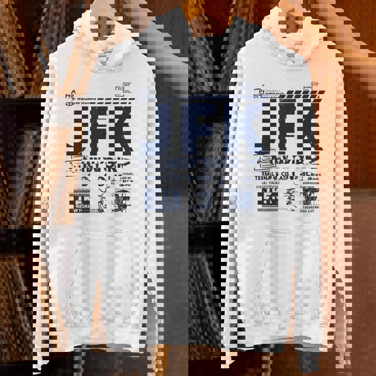 ヴィンテージ ニューヨーク Jfk 空港コード トラベルデイ レトロ Nyc 長袖tシャツ パーカー