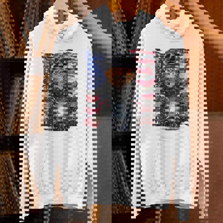 三毛猫 オレンジ猫 ねこ バイク 星条旗 アメリカ パーカー