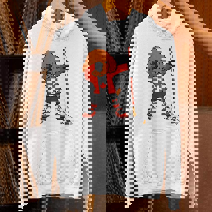 愉快なダビングプードル カナダ アイスホッケーファン ウィンタースポーツ パーカー