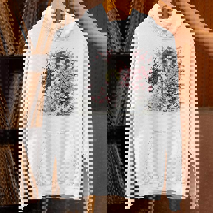 日本 浮世絵 観音菩薩 竜 桜 波 バックプリント 長袖tシャツ パーカー