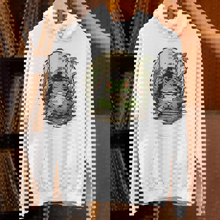 日本の不機嫌なカエル浮世絵 アニメ 日本アート パーカー