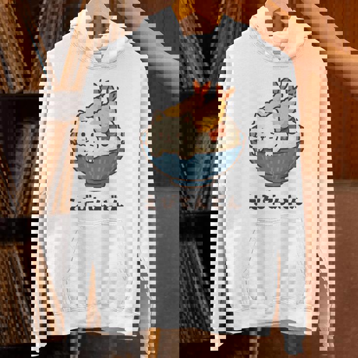 海老天丼 天丼 えび ご飯 ねこ 白猫 天丼好き 猫好き おもしろ かわいい猫 イラスト 猫キャラ 癒し 系 パーカー