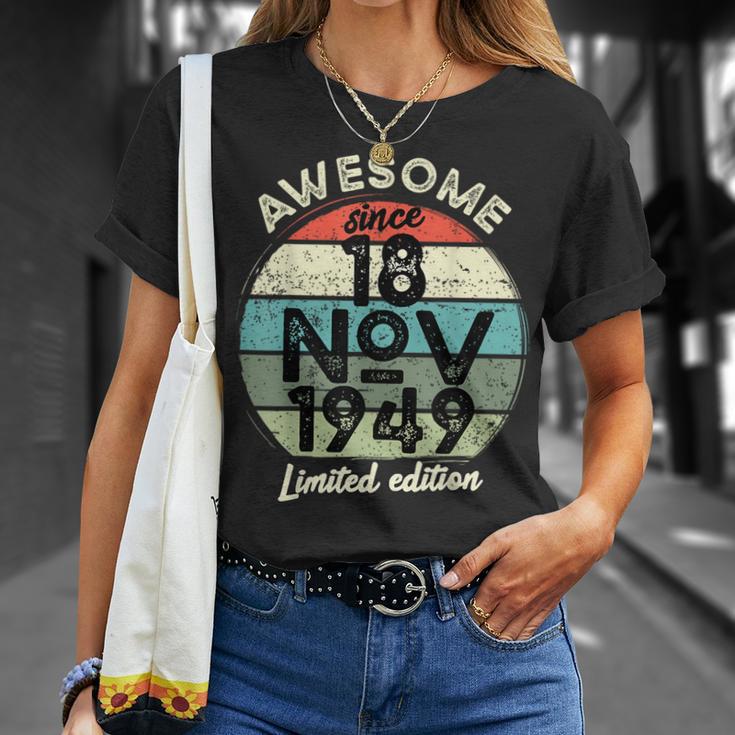 18 Novembre 1949 75E Anniversaire 75 Ans 2024 Anniversaire T-Shirt Cadeaux pour elle