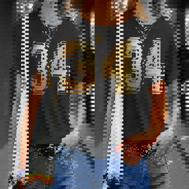 34 ナンバー34 チーム スポーツ グラフィック 代表チームのマッチング 長袖tシャツ Tシャツ 彼女への贈り物