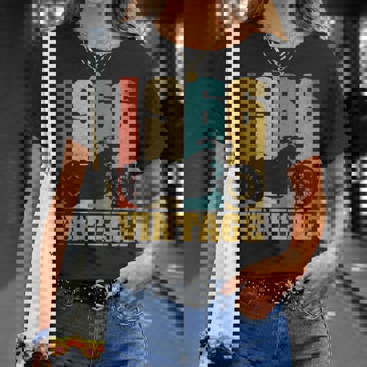 60 歳の誕生日バイカーギフトtシャツ-ヴィンテージ1966バイク Tシャツ 彼女への贈り物