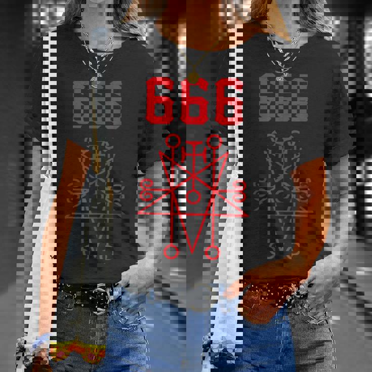 666 悪魔 悪魔のペンタグラム 獣のマーク Tシャツ 彼女への贈り物