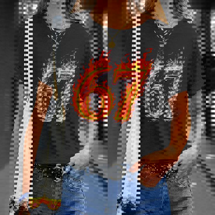 67 Fireixeven Meme Flames スラング 数字 面白い キッズ ティーン 長袖tシャツ Tシャツ 彼女への贈り物