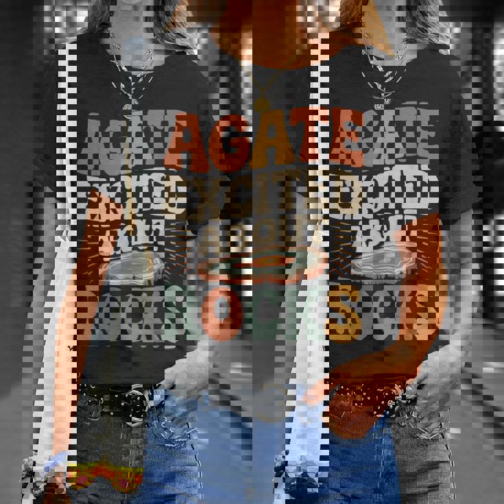 Agate Excited About Rocks ロック地質学オタク Tシャツ 彼女への贈り物