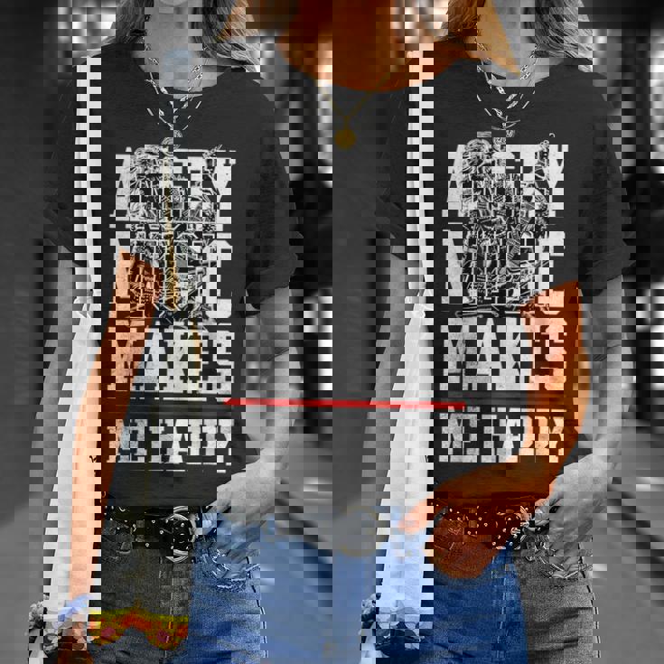 Angry Music Make Me Happy Heavy Metal Metalheads Tシャツ 彼女への贈り物