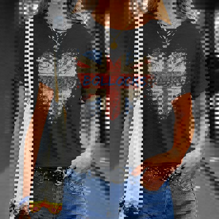 Bollocks ヴィンテージ 英国ユニオンジャック ハートペイント 飛び散り Tシャツ 彼女への贈り物