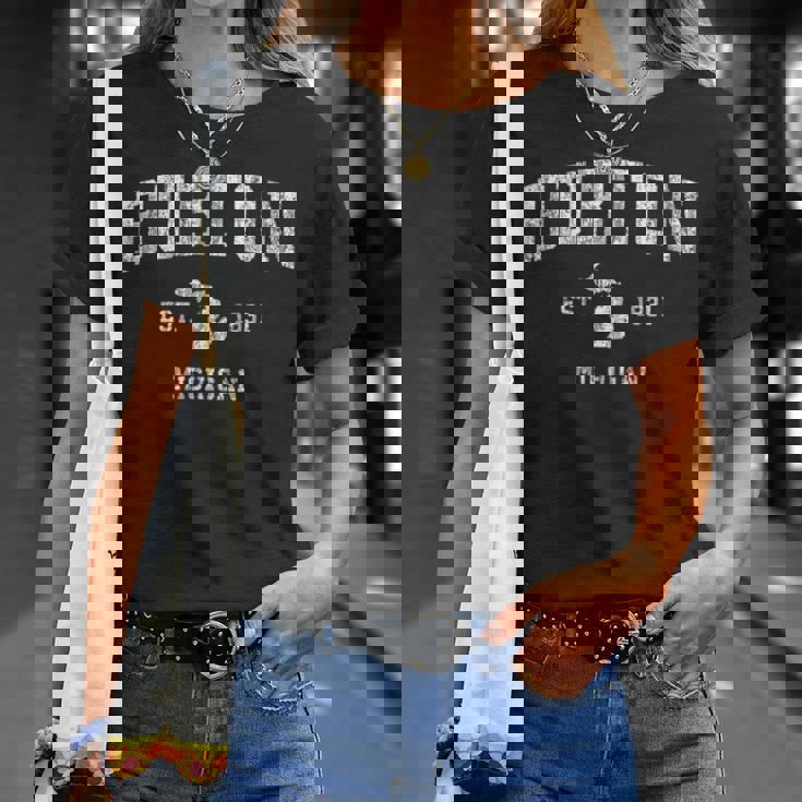 Burton ミシガン州ミシガン州ヴィンテージアスレチックスポーツデザイン Tシャツ 彼女への贈り物