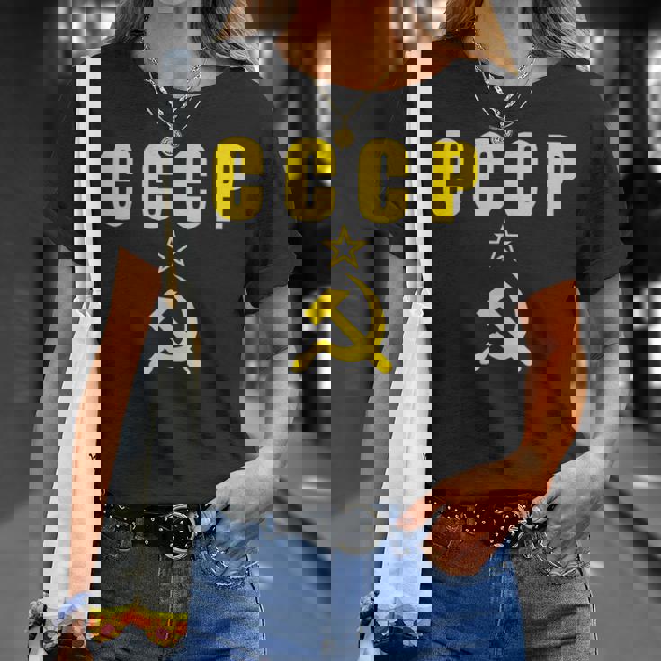 Cccp Urss Unionoviétiqueintagetyle Guerre Froide T-Shirt Cadeaux pour elle