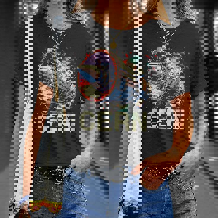 Cern 大型ハドロン衝突型加速器 レトロ素粒子物理空間 Tシャツ 彼女への贈り物