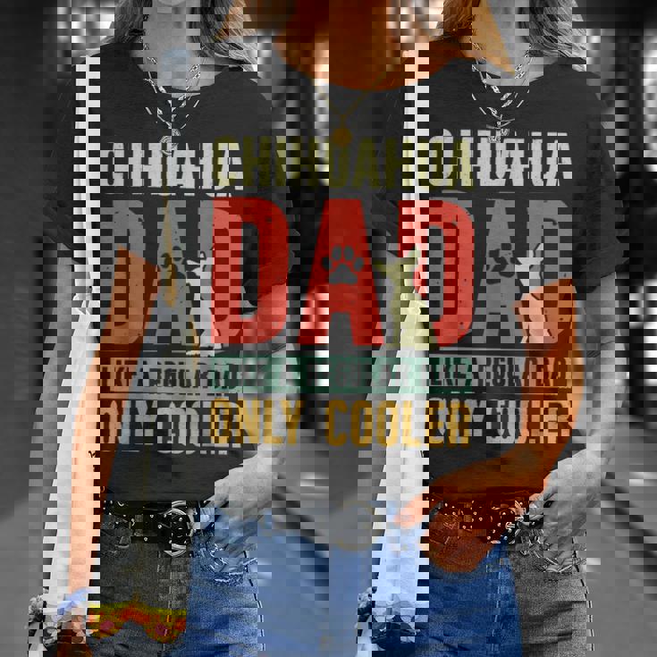 Chihuahua Papà Divertente Festa Del Papàintage Per Proprietario Cane Maglietta Regalos para ella