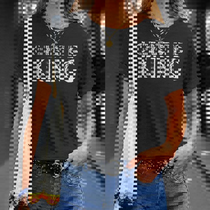 Christ Is King 忠実なキリスト教信者・崇拝者 Tシャツ 彼女への贈り物
