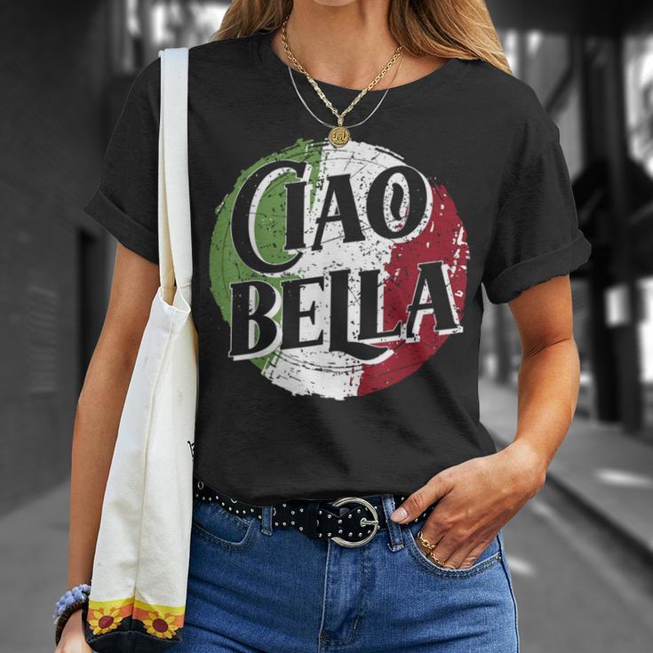 Ciao Bella Mit Italienischer Flagge Italienisches T-Shirt Geschenke für Sie