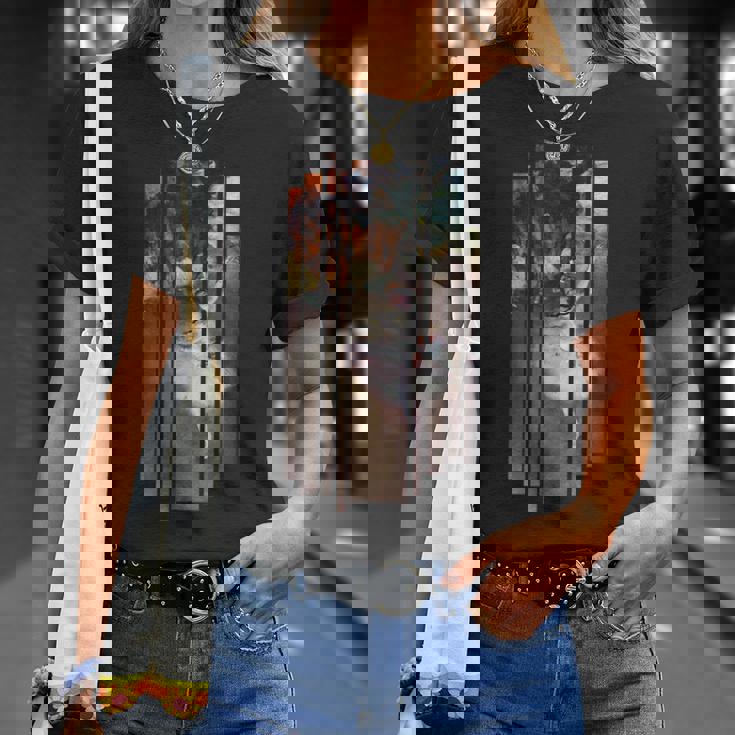 Degas 有名なバレリーナ絵画 モダンな外観 縦縞 Tシャツ 彼女への贈り物